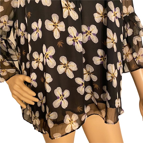 GLAM LOS ANGELES  | SHEER FLORAL BOHO RUFFLE SLEEVE BLOUSE - Picture 10 of 15